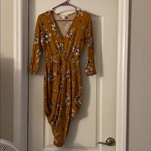 Midi Floral Summer Dress with Sleeves